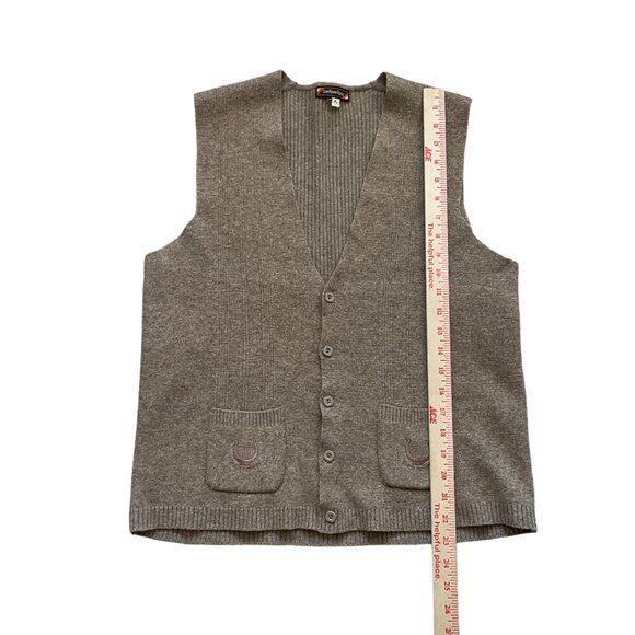 Vintage DaeKwanRyung Mens Ribbed Knit Button-Up Vest Pockets Size XL Brown - Picture 3 of 7